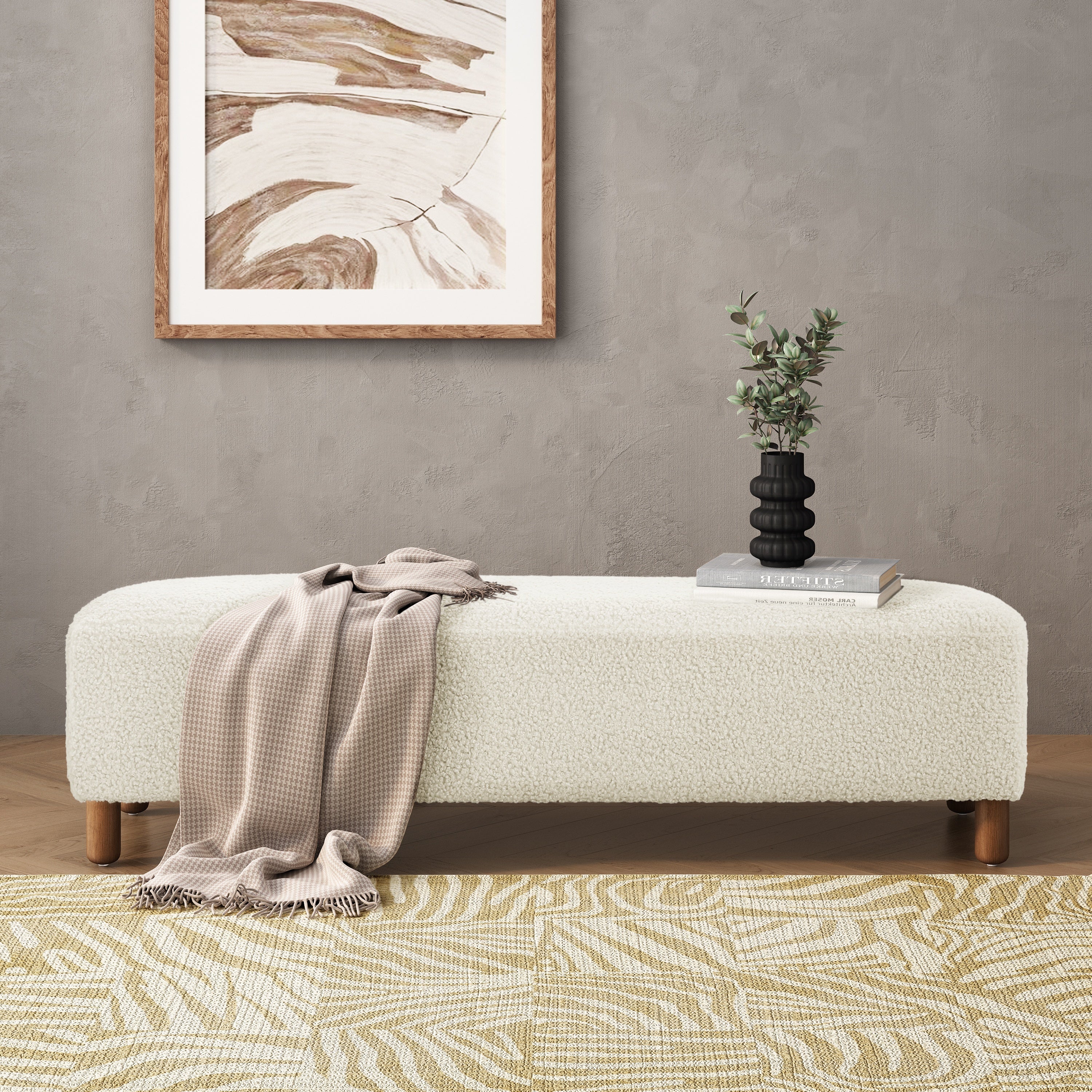 Comfortable Ottoman, White - Grand Goldman Shop