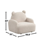 Sherpa Upholstered Bear-Shaped Kids Armchair, Beige - Grand Goldman