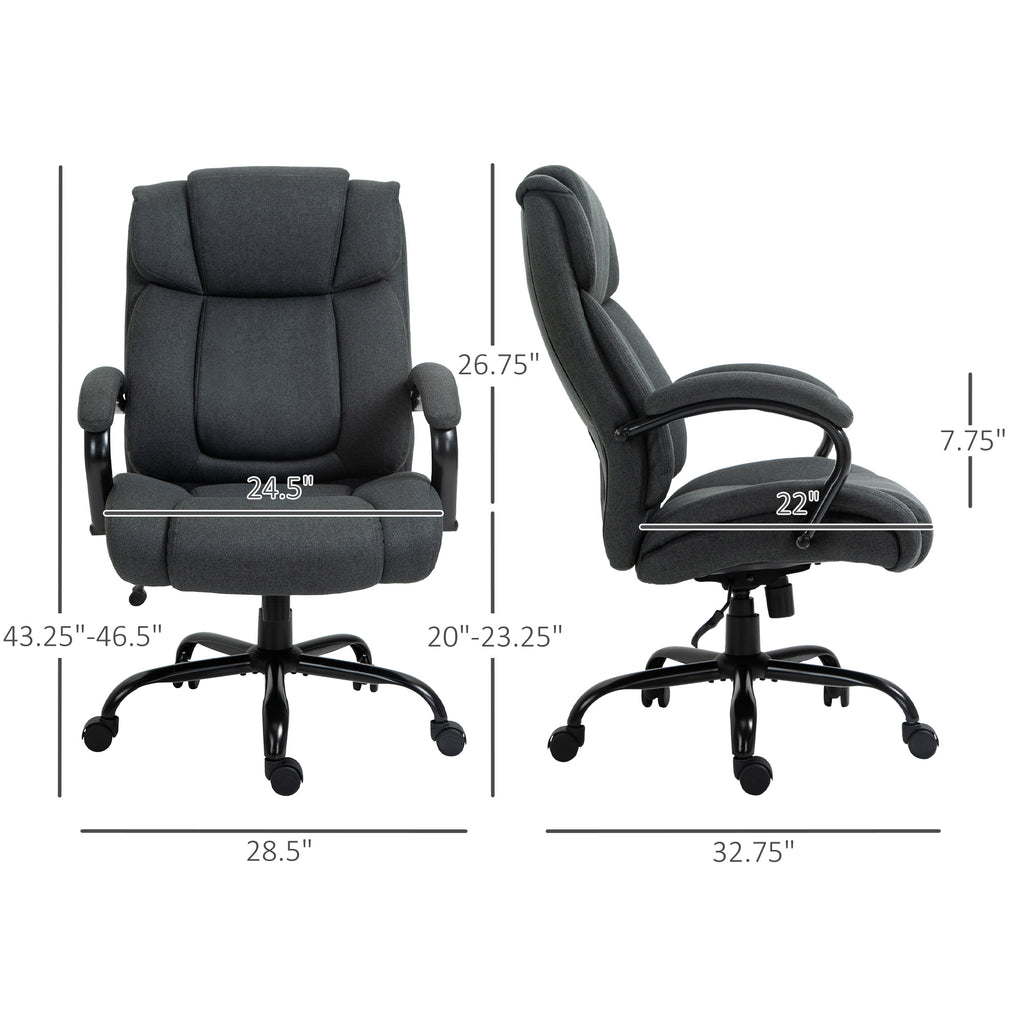 High Back Big and Tall Executive Office Chair 484lbs with Wide Seat, Computer Desk Chair with Linen Fabric, Adjustable Height