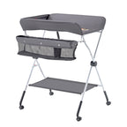 Foldable Baby Changing Diaper Station with Side Basket & Wheels Dark Gray - Grand Goldman