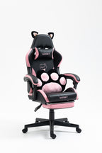Cute Cat Gaming Chair with Paw Lumbar Cushion, PC Video Gamer Chair for Girl Teen Woman (Black) | Premium Home Decor - Grand 