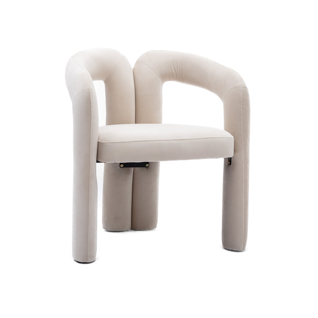 Contemporary Designed Velvet Fabric Upholstered Accent/Dining Chair /Barrel Side Chairs Kitchen Armchair for Living Room set of 2 (Beige Velvet) - Grand Goldman Shop