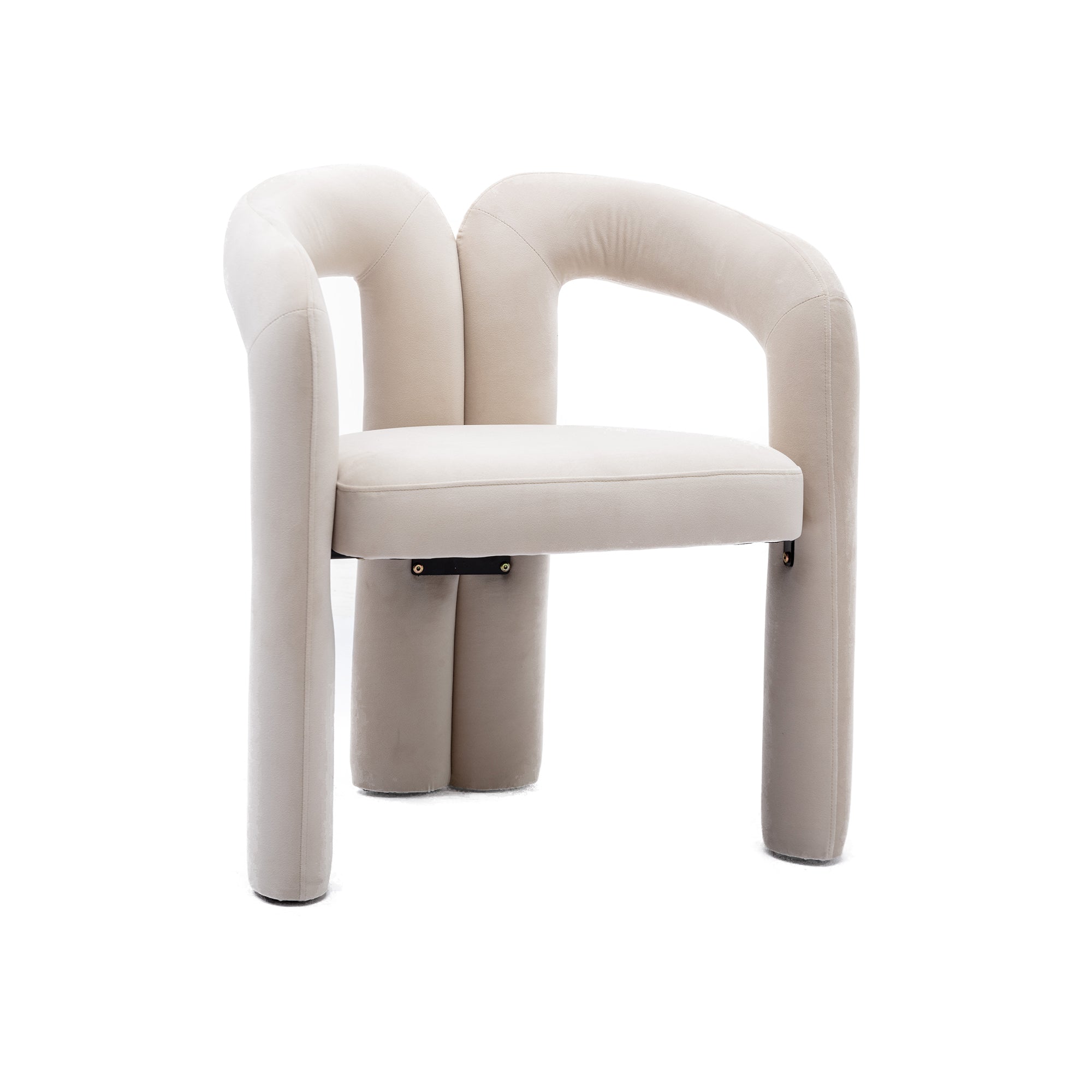 Contemporary Designed Velvet Fabric Upholstered Accent/Dining Chair /Barrel Side Chairs Kitchen Armchair for Living Room set of 2 (Beige Velvet) - Grand Goldman Shop