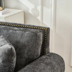 Modern 2-Seater Sofa with Rolled Arms, Tufted Upholstered Couch in Gray Fabric, 63 Inches - Grand Goldman Shop