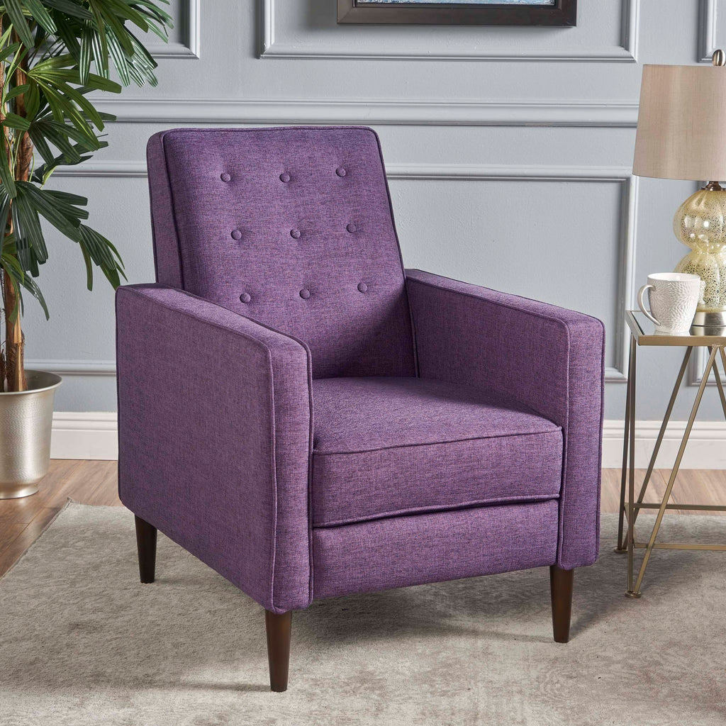 Macedonia Mid-Century Modern Button Tufted Fabric Recliner - Grand Goldman Shop