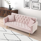 71 inch convertible love seat sofa, American retro pink velvet, suitable for small living room, bedroom, office - Grand Goldman Shop