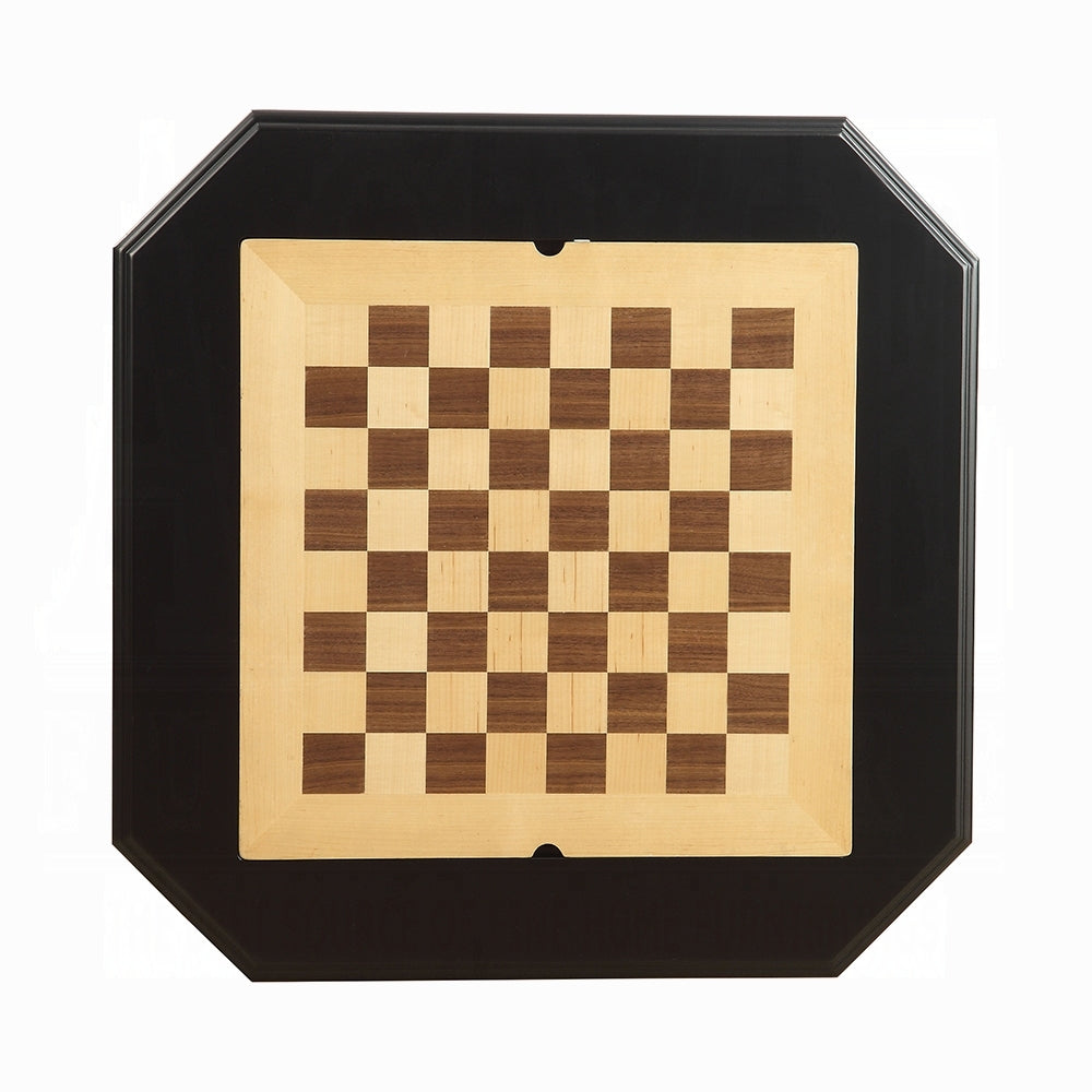 Square Top Game Table with Wooden Pedestal Base, Black - Grand Goldman