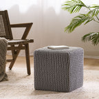 Chabani Indoor Modern Knitted Fabric Cube Pouf Ottoman - Grand Goldman Shop