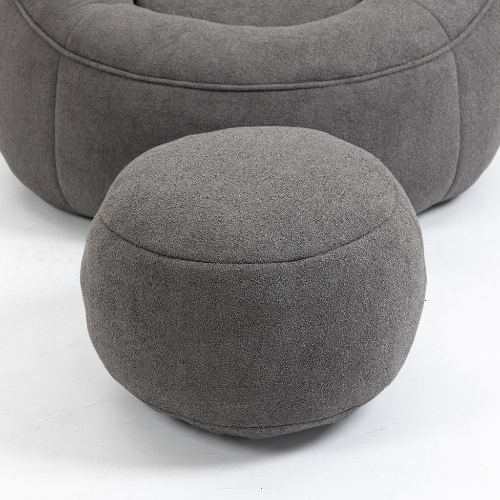Bedding Bean Bag Sofa Chair with High-Pressure Foam and Footrest, Grey Microfiber - Grand Goldman Shop