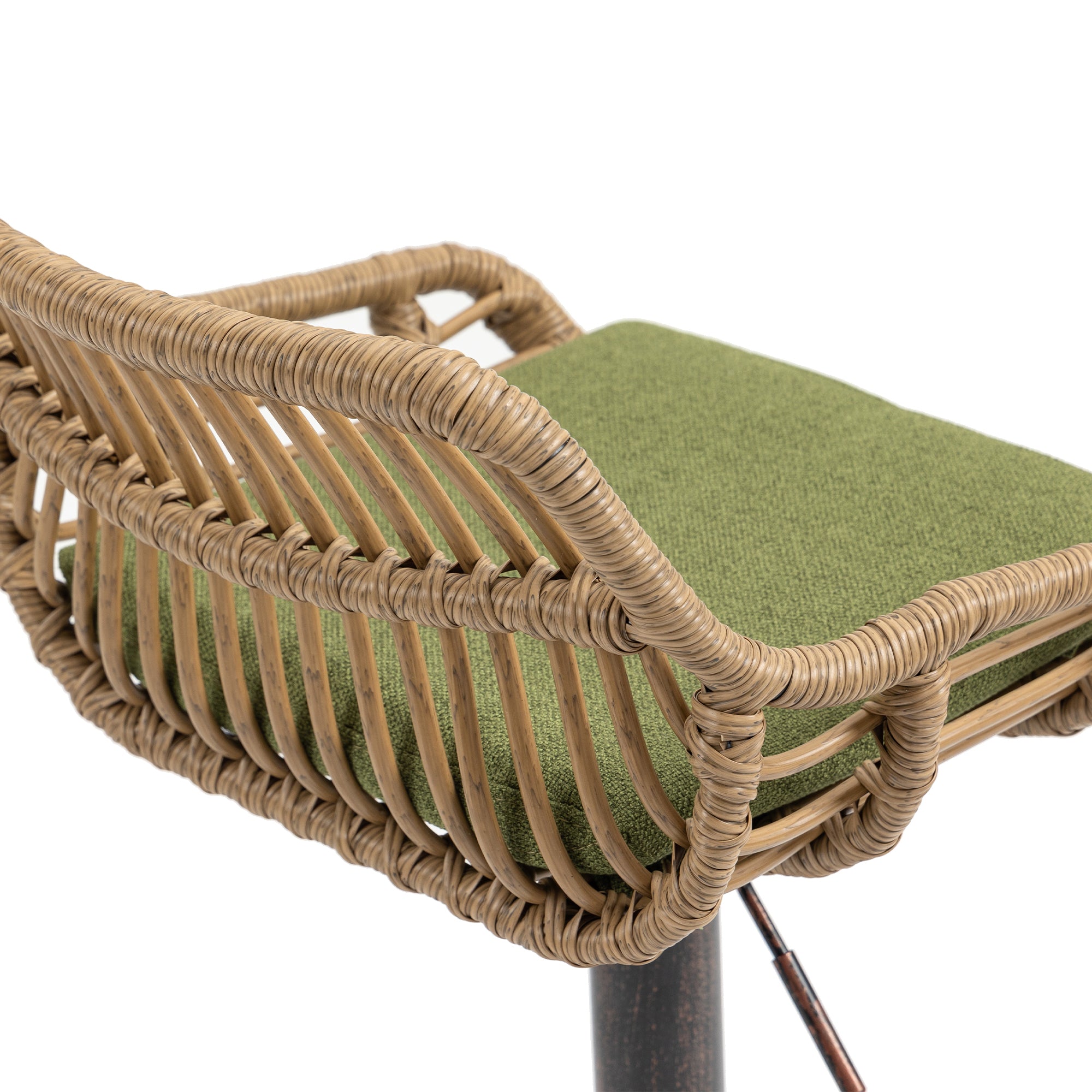COOLMORE Modern Swivel Bar Stools Set of 2 with Adjustable Height and Footrest in Green Linen - Grand Goldman Shop