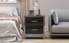 High Gloss Mirrored Nightstand with 2 Drawers,Modern End Table with Drawers,Mirrored High Gloss Wood Nightstand Metal Handle Bedside End Table for Bedroom, Dorm,Living Room,Black - Grand Goldman Shop