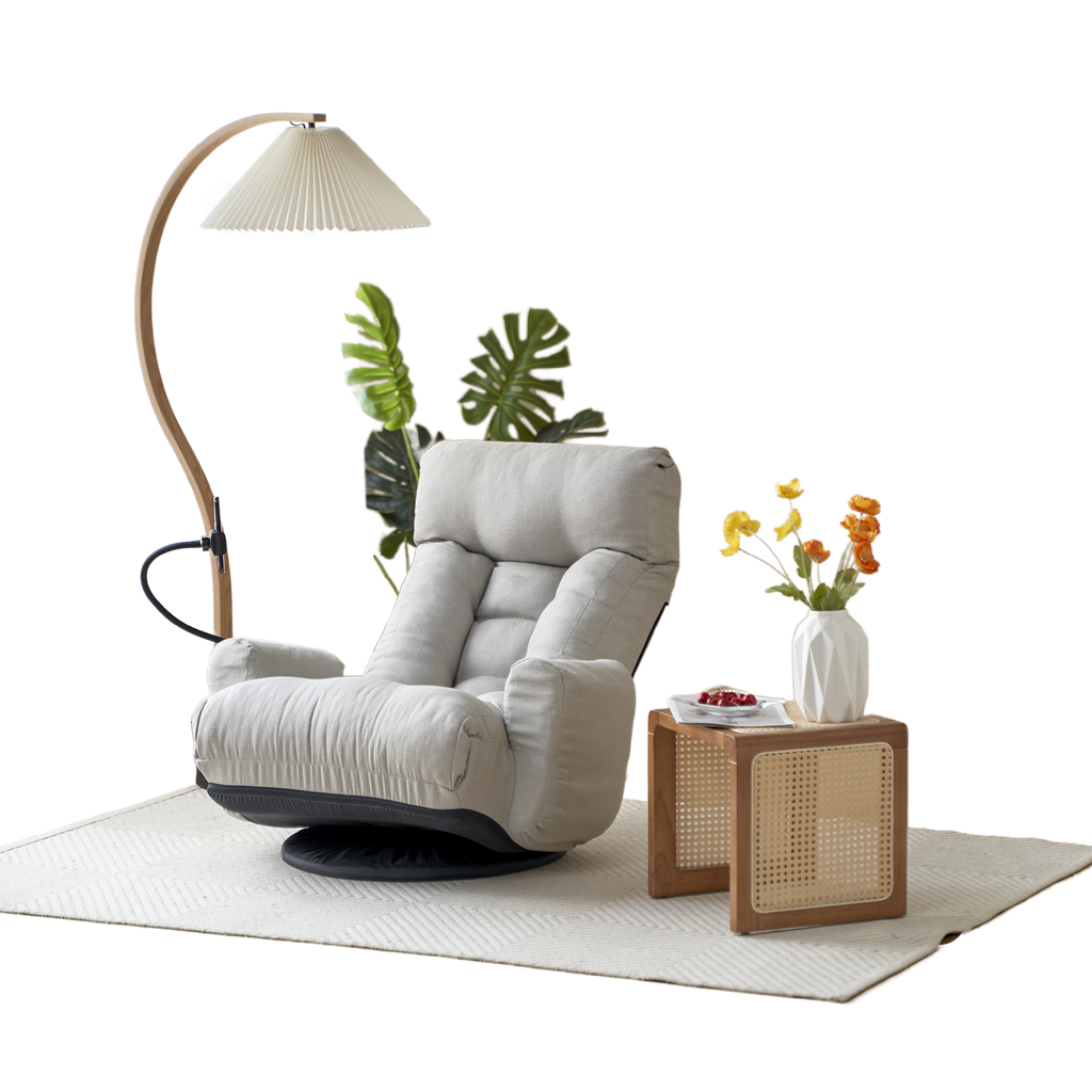 Adjustable Greay Swivel Lounge Chair with 360-Degree Rotating Seat and Headrest Support, Leisure Chair Deck Chair - Game Chair for Living Room - Grand Goldman Shop