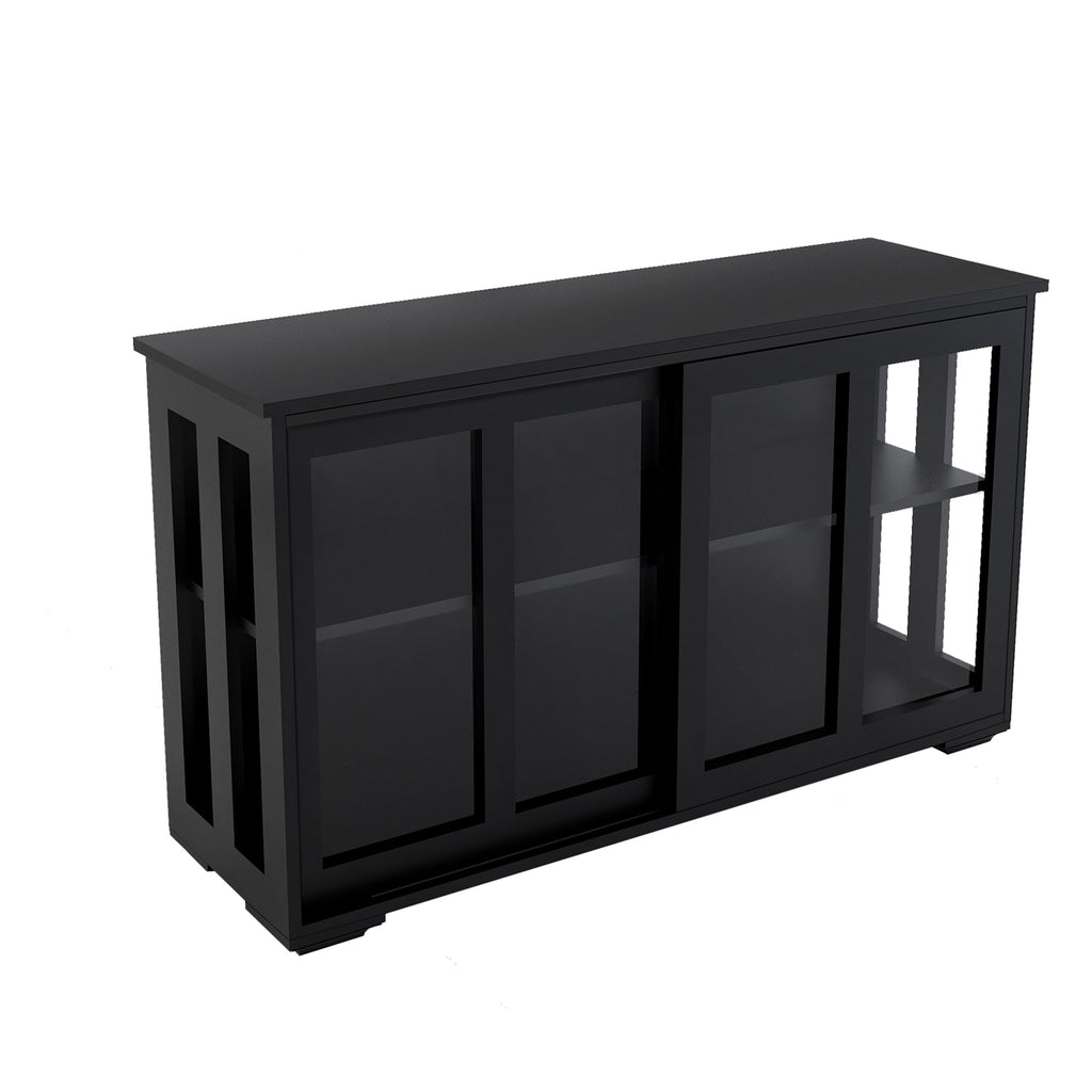 Kitchen Storage Stand Cupboard With Glass Door-Black - Grand Goldman Shop