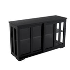 Kitchen Storage Stand Cupboard With Glass Door-Black - Grand Goldman Shop