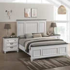 Clelane 3-Piece Wood Bedroom Set, Shiplap Panel Queen Bed and 2 Nightstand - Grand Goldman Shop