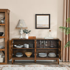 60.5' Mid Century Modern Sideboard Buffet Cabinet with Storage, TV Media Console Table, Storage Cabinet with 4 Doors & Adjustable Shelves for Kitchen Dining Living Room Entryway, Walnut - Grand Goldman Shop