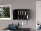 Wall Storage Cabinet Lions, 3 Shelves, Double Door, Black Wengue Finish | Premium Home Decor - Grand Goldman