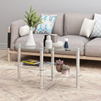 Modern Transparent Oval Glass Coffee Table with Stainless Steel Legs and 3-Layer Design for Living Room - Grand Goldman Shop