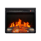 23 inch electric fireplace insert, ultra thin heater with log set & realistic flame, remote control with timer, overheating protection - Grand Goldman Shop