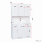70.87' Tall Wardrobe& Kitchen Cabinet, with 6-Doors, 1-Open Shelves and 1-Drawer for bedroom,White - Grand Goldman Shop