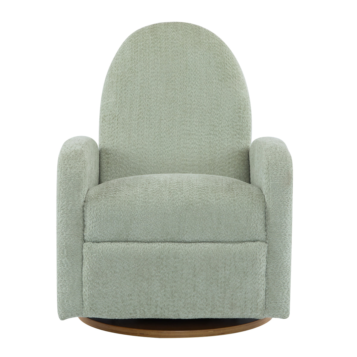 Modern 360 Swivel and Glider Recliner Chair in Light Green Boucle with Solid Wood Base - Grand Goldman Shop