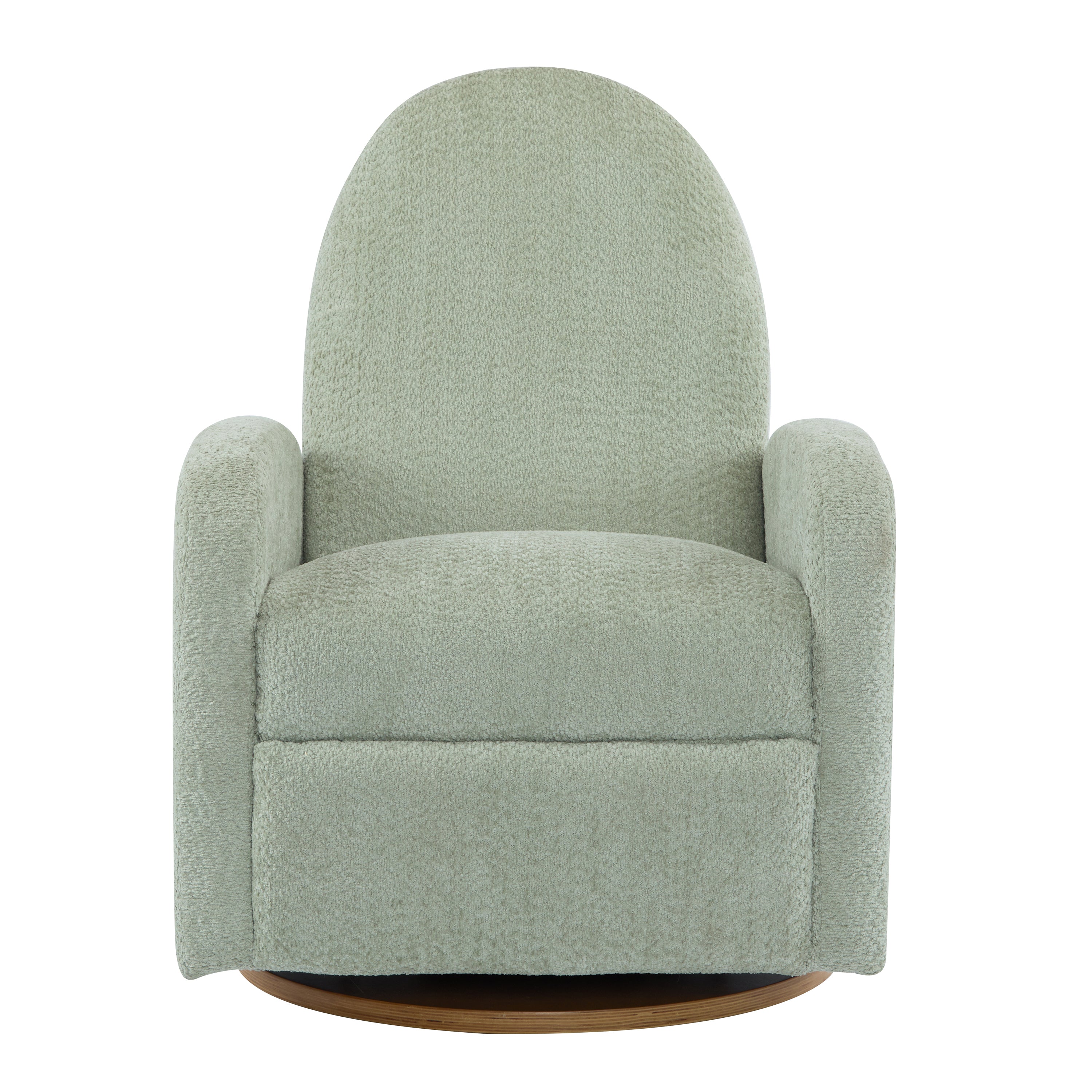 Modern 360 Swivel and Glider Recliner Chair in Light Green Boucle with Solid Wood Base - Grand Goldman Shop