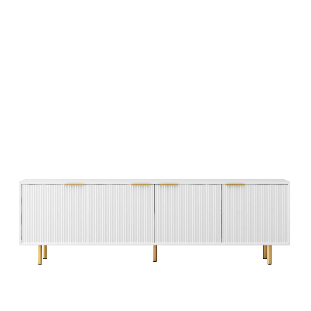 White Modern TV Stand Fluted 68' t, Entertainment Center with Storage Doors, TV Console Media Cabinet,  for 55+ Inch TV, Living Room - Grand Goldman Shop