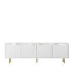 White Modern TV Stand Fluted 68' t, Entertainment Center with Storage Doors, TV Console Media Cabinet,  for 55+ Inch TV, Living Room - Grand Goldman Shop