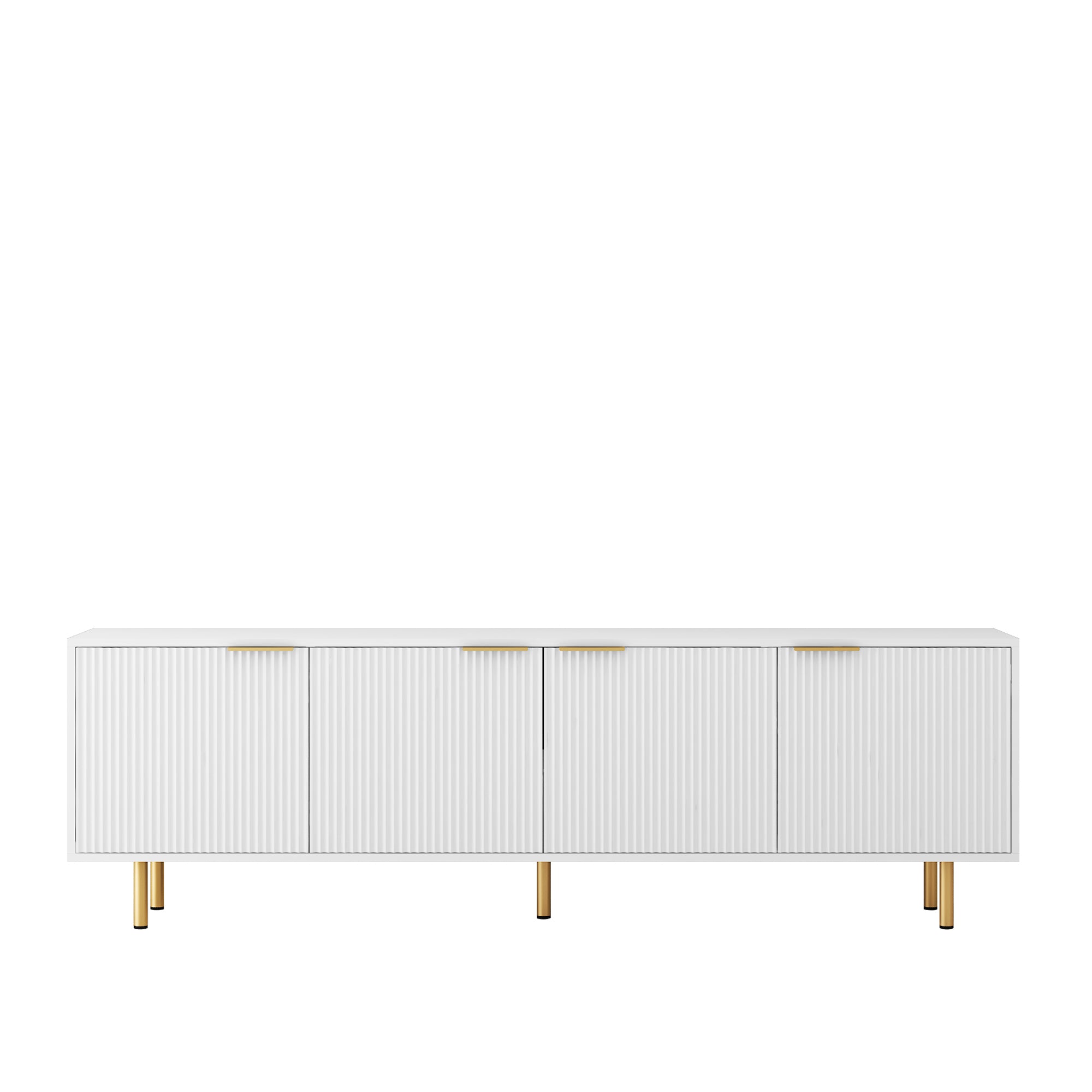 White Modern TV Stand Fluted 68' t, Entertainment Center with Storage Doors, TV Console Media Cabinet,  for 55+ Inch TV, Living Room - Grand Goldman Shop