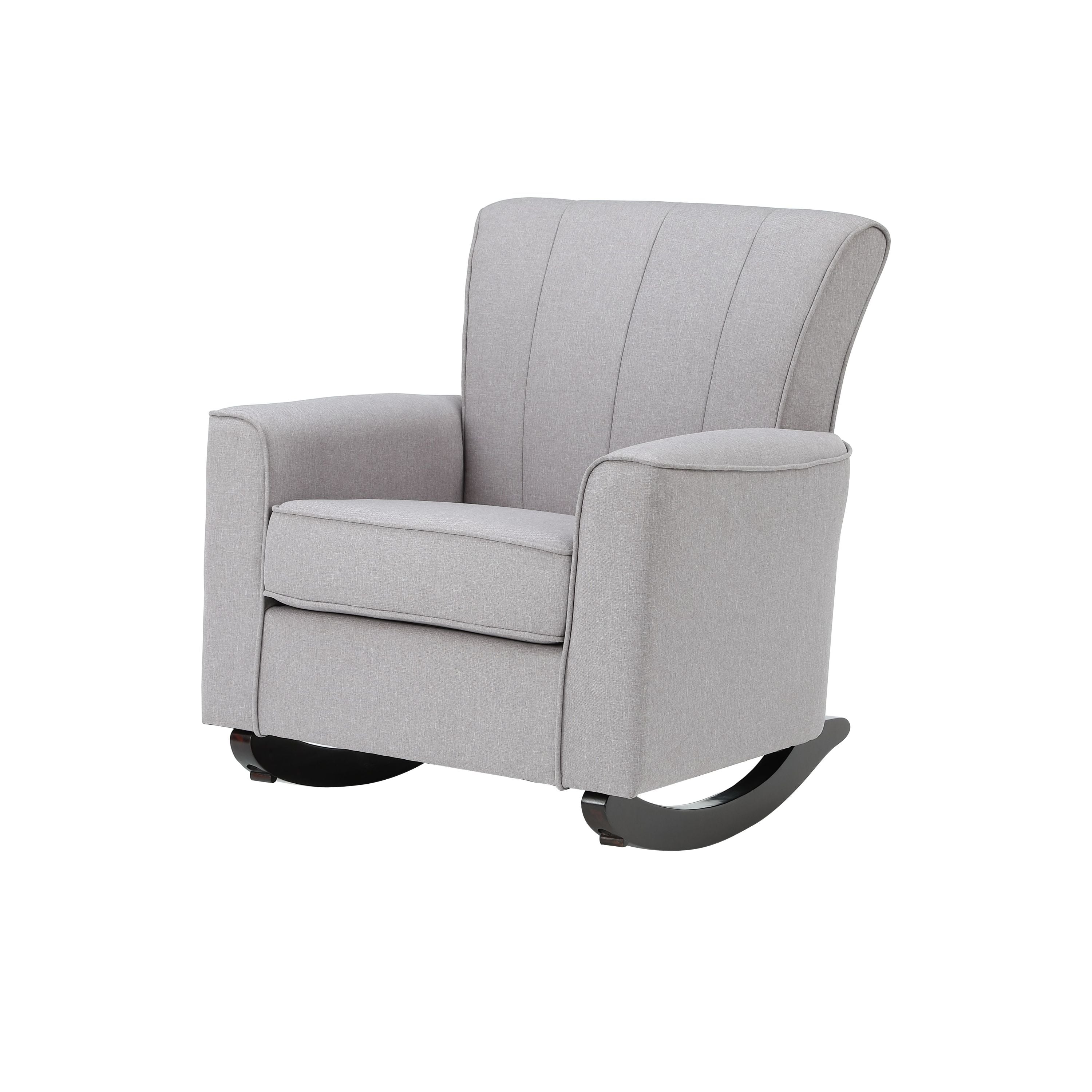 Denzell Gray Linen Rocking Chair - Grand Goldman Shop