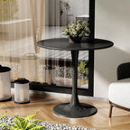 Black Round Table, Modern Dining Table, MDF Top and Steel Base Tulip Round Kitchen Table, Mid Century Coffee Table for Living Room 24 Inch, Kitchen Table, Oval Dining Table - Grand Goldman Shop
