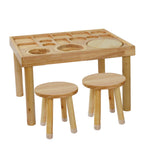 Sensory Table for Toddlers 1-3 with 2 Chairs, Wooden Kid Activity Table Chair Set with Double-Sided Boards for Sand and Water