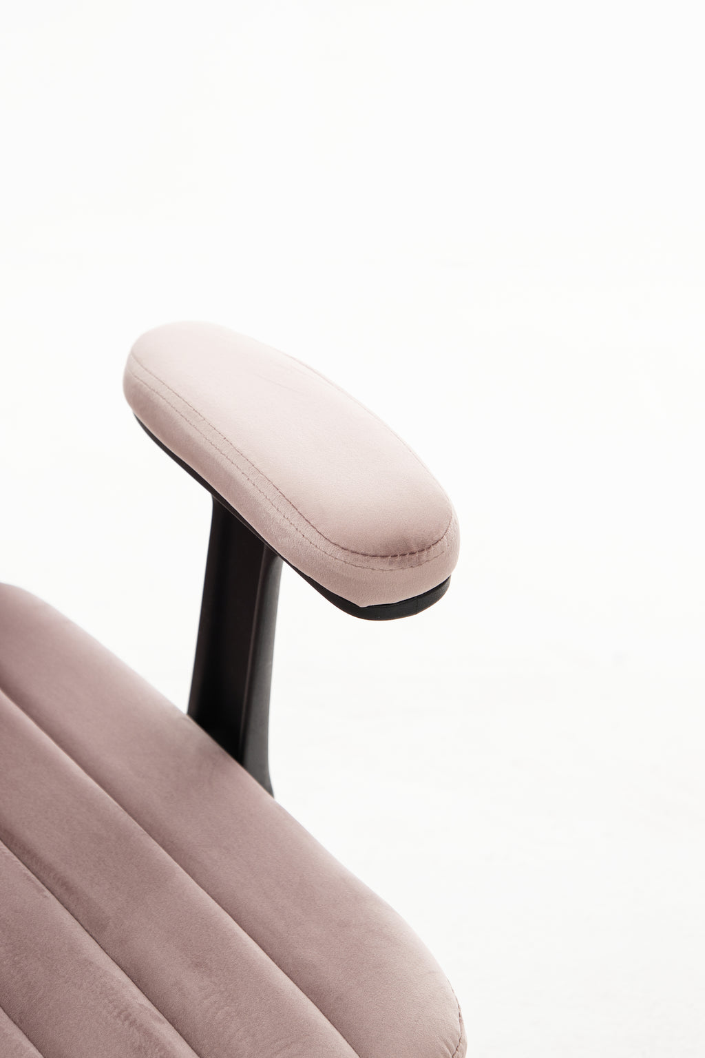 Pink Velvet Criss Cross Armrest Office Chair with Wheels - Comfortable for Home Office, Reading & Vanity - Grand Goldman