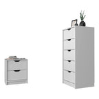 Raymer 2 Piece Bedroom Set, Nightstand + Dresser, White - Grand Goldman Shop