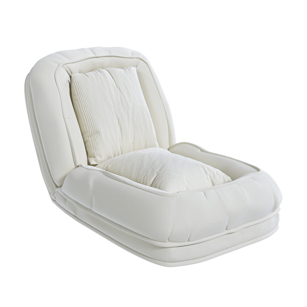 Upholstered Foldable Lazy Sofa Bed for Adults and Pets, Adjustable Recliner with 5 Positions, Off White Corduroy, 70.87 x 37.40 x 11.02 inches - Grand Goldman Shop