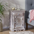 WOODEN NIGHTSTAND WITH 1 DRAWER 1 DOOR - Grand Goldman Shop