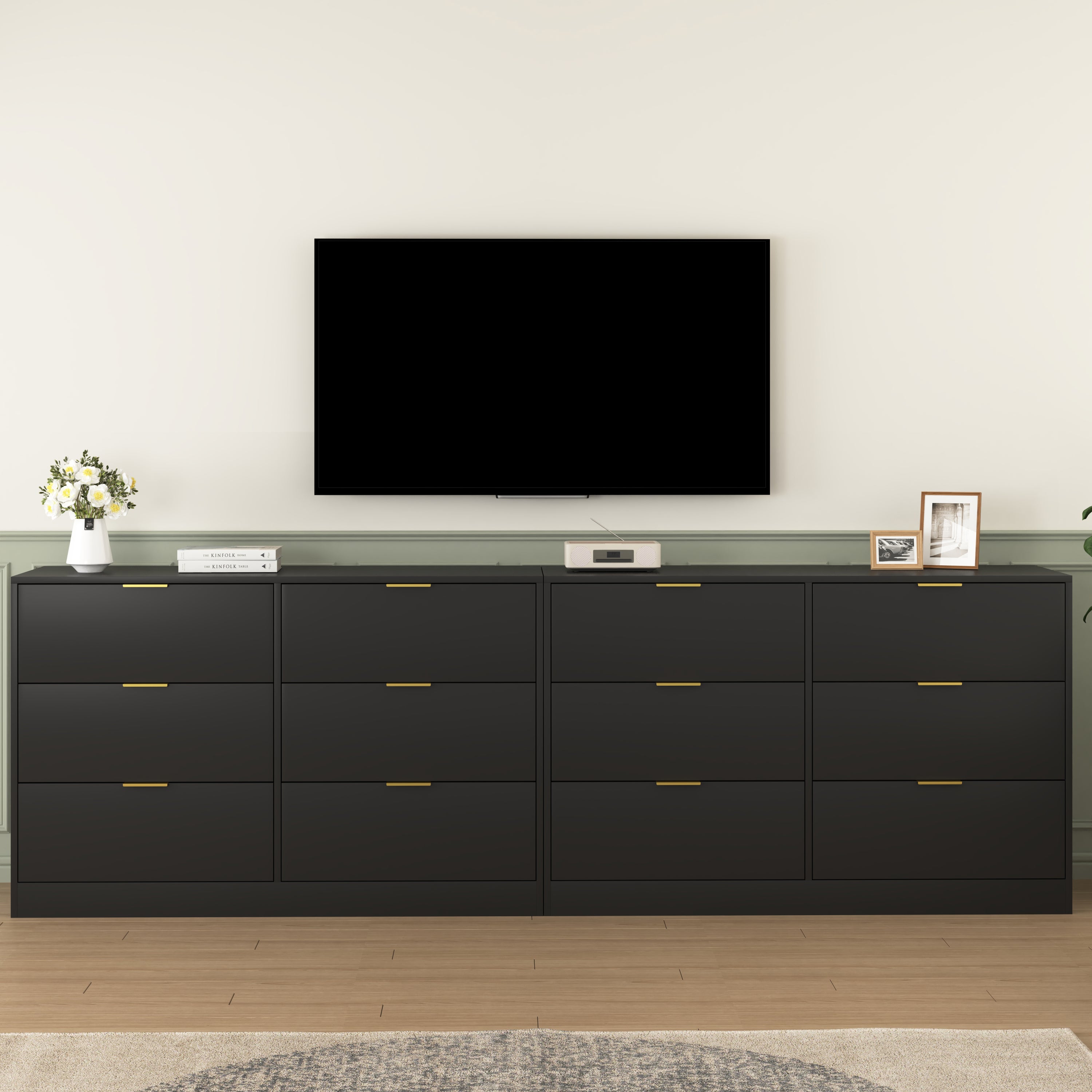 Simply Modern 6-Drawer Dresser, Chest of Drawers for Bedroom, Living Room, Hallway, and Entryway - Large Storage Cabinet Black - Grand Goldman Shop