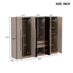 6-Doors Wooden Wardrobe Storage for Bedroom,with 2 Drawers Inside,Black+Nature - Grand Goldman Shop