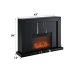 Drisana Black Mirrored Finish Fireplace - Grand Goldman Shop