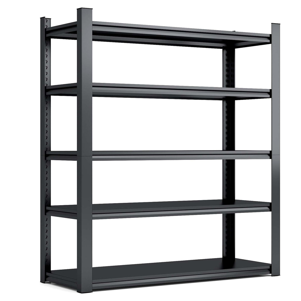 Industrial Black Metal 5 Tier Storage Shelves, Adjustable Heavy Duty Garage Shelving Unit, 72 Inch High - Grand Goldman Shop