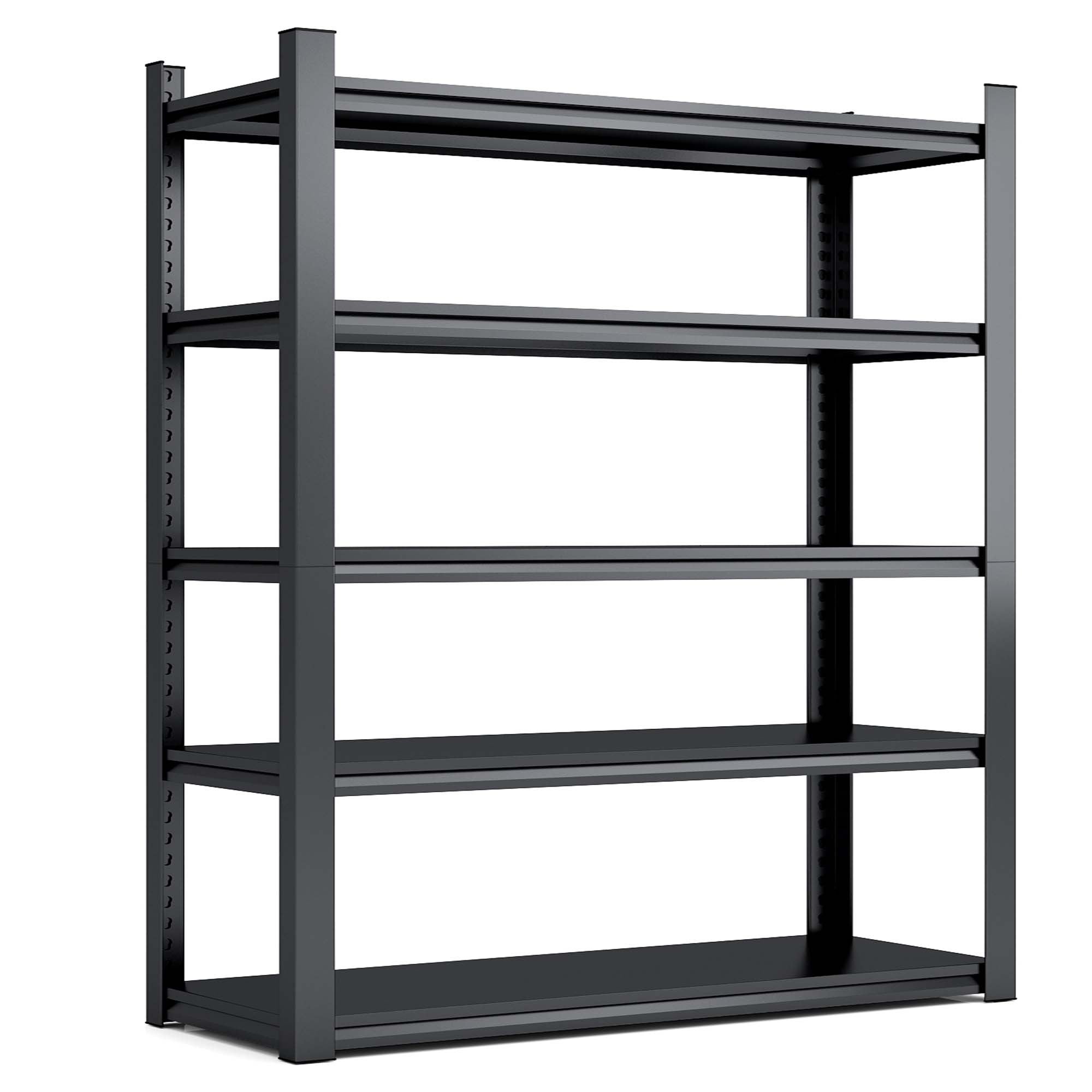 Industrial Black Metal 5 Tier Storage Shelves, Adjustable Heavy Duty Garage Shelving Unit, 72 Inch High - Grand Goldman Shop