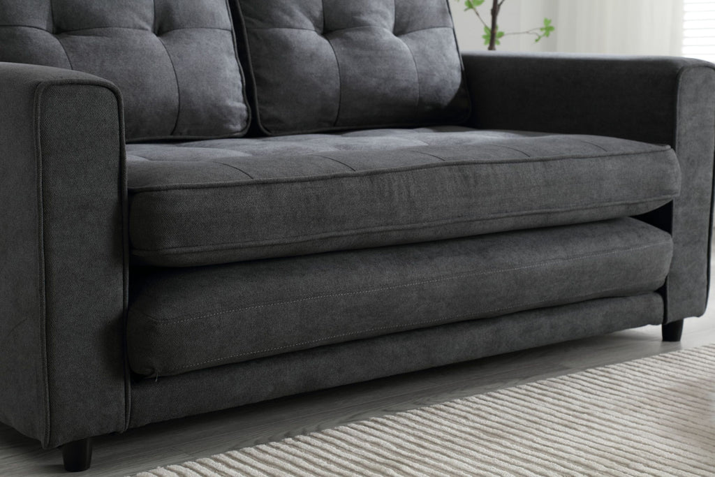 3 Fold Sofa,Convertible Futon Couch sleeper sofabed,Space saving loveseat,Pull Out Couch Bed for Living Room,Dark Gray & Light Gray & Beige,Velvet linen fabric - Grand Goldman Shop