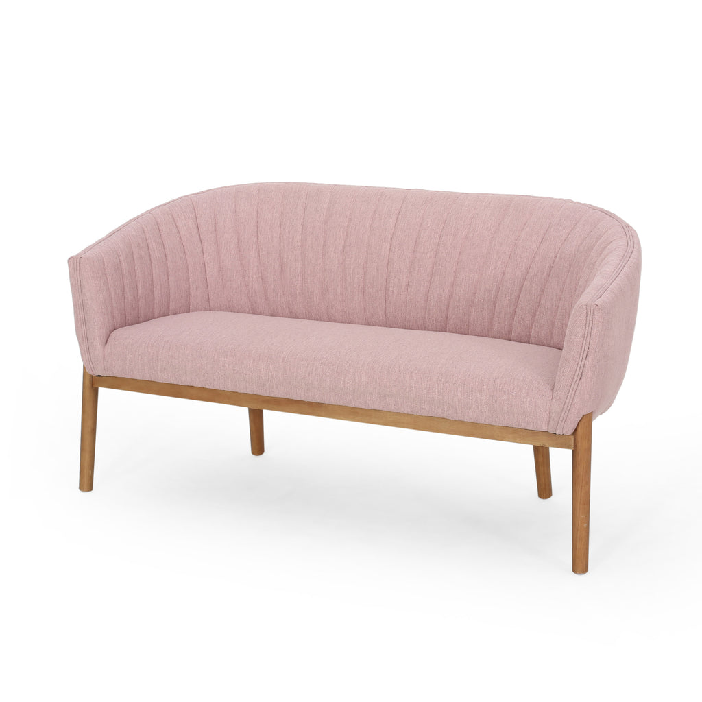 Mid Century Modern Loveseat with Channel Stitched Backrest - Grand Goldman Shop