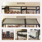 Acacia Wood Garment Rack with Shelves, 2 Wicker Drawers, 4 Hooks, Heavy Duty Closet Organizer, Light Gray - Grand Goldman Shop