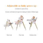 Convertible Baby High Chair to Rocker with 5-Point Harness, Foldable Infant Feeding Chair in White with Removable 2-Tier Easy