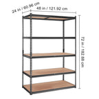 Storage Shelving Unit, 5-Tier Adjustable, 2000 lbs Capacity, Heavy Duty Garage Shelves Metal Organizer Utility Rack, Black, 48' L x 24' W x 72' H for Kitchen Pantry Basement Bathroom Laundry - Grand Goldman Shop