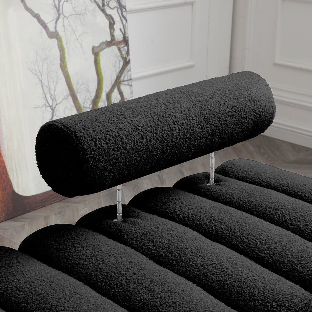 53.2' Width Modern End of Bed Bench Sherpa Fabric Upholstered 2 Seater Sofa Couch Entryway Ottoman Bench Fuzzy Sofa Stool Footrest Window Bench with Gold Metal Legs for Bedroom Living Room,Black - Grand Goldman Shop