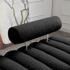 53.2' Width Modern End of Bed Bench Sherpa Fabric Upholstered 2 Seater Sofa Couch Entryway Ottoman Bench Fuzzy Sofa Stool Footrest Window Bench with Gold Metal Legs for Bedroom Living Room,Black - Grand Goldman Shop