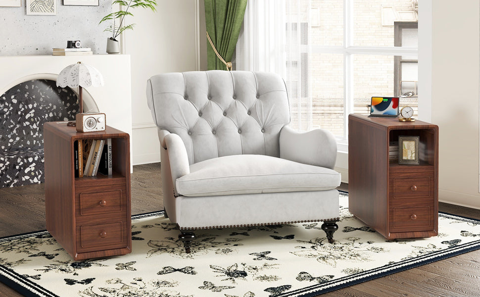 End Table with Drawers, Corner Table with Open Shelves, Tall Side Table for Bedroom and Corner(Expect Arrival Date 2025/4/16) - Grand Goldman Shop