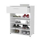 FM FURNITURE Onawa Modern Shoe Rack with Drawer, White - Grand Goldman Shop